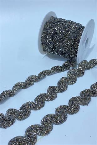 Anthracite Grey Waterway Pattern Iron-on Strip Applique