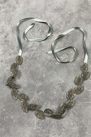 حزام فستان بحجر رمادي أنثراسايت وإكسسوار للخصر