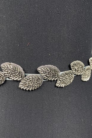 حزام فستان بحجر رمادي أنثراسايت وإكسسوار للخصر