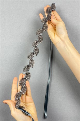 حزام فستان بحجر رمادي أنثراسايت وإكسسوار للخصر