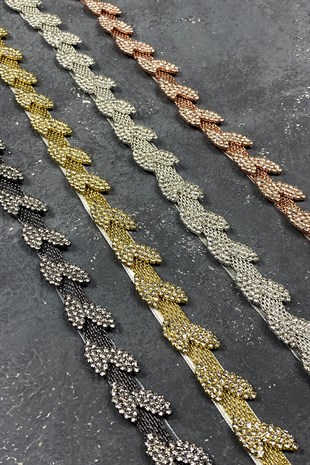 حزام خصر ملحق بنمط أوراق الشجر الرقيق بحجر رمادي أنثراسايت