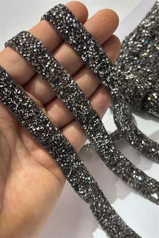 Antrasit Gri Ütüyle Yapışan Şerit Taş Boncuk1,5 Cm 