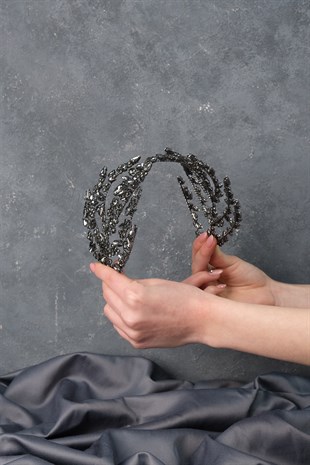 Anthracite Silver Double Sided Bridal Henna Crown