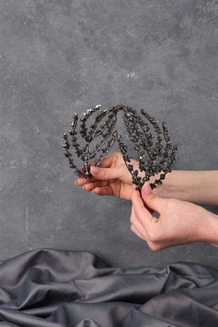 Anthracite Silver Double Sided Bridal Henna Crown