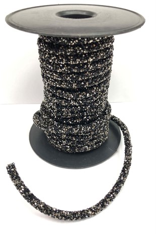 شريط أنبوب مطرز بالخرز الأسود أنثراسايت