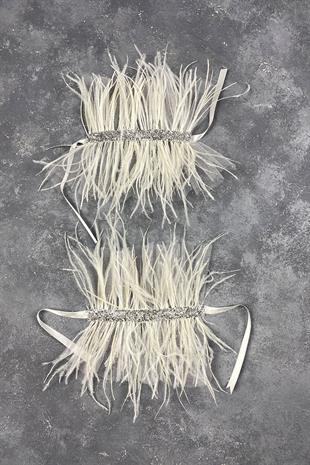 Asel Shiny Stone Feathered Couple Bridal Bracelet Accessory