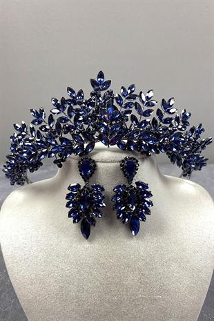 Originally Bead Embroidered Bridal Henna Tiara and Stud Earrings Set