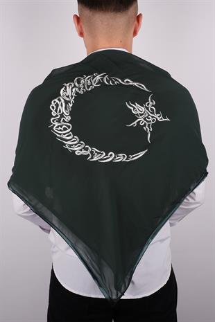 Ay Yıldız Gümüş Nakışlı Biyeli Damat Örtüsü