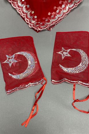 Crescent and Star Sequin Groom Veil Set