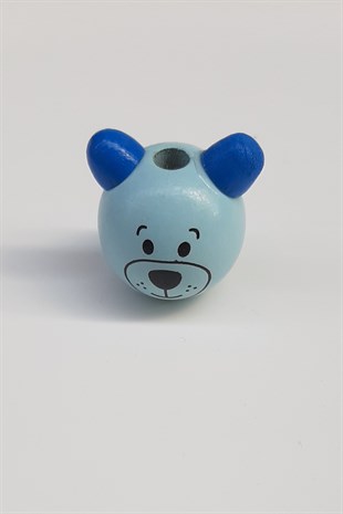 Teddy Bear Modified Light Blue Wooden Beads