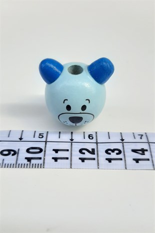 Teddy Bear Modified Light Blue Wooden Beads