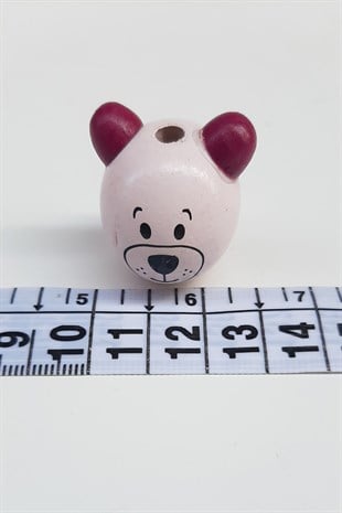 Teddy Bear Modified Fuchsia Pink Wooden Beads