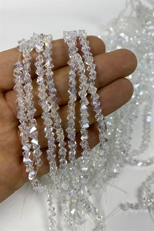 Az Janjanlı Üçgen Kesim Parlak Kristal Boncuk 6 mm