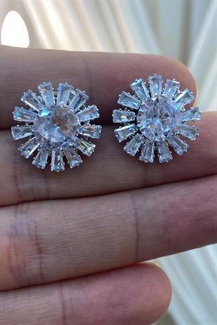 Baget Mekik Taşlı Zirkon Parlak Küpe