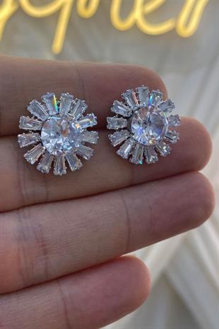 Baget Mekik Taşlı Zirkon Parlak Küpe