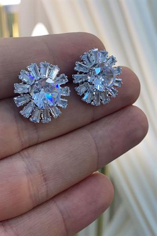 Baget Mekik Taşlı Zirkon Parlak Küpe