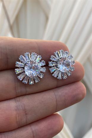 Baget Mekik Taşlı Zirkon Parlak Küpe