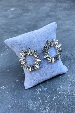 Baget Taşlı Abiye Parlak Küpe