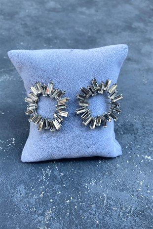 Baget Taşlı Abiye Parlak Küpe