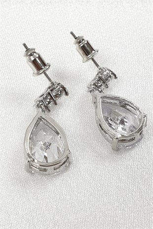 Baget Taşlı Tek Damla Model Küpe