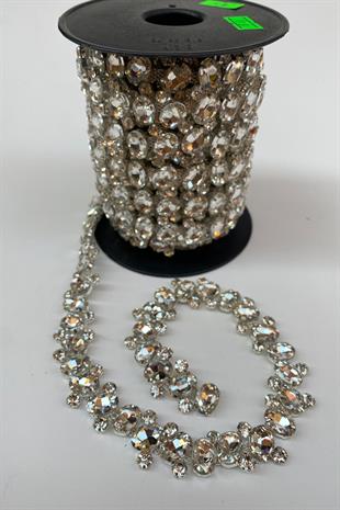 Baguette Stone Intensely Embroidered Ribbon Applique Border