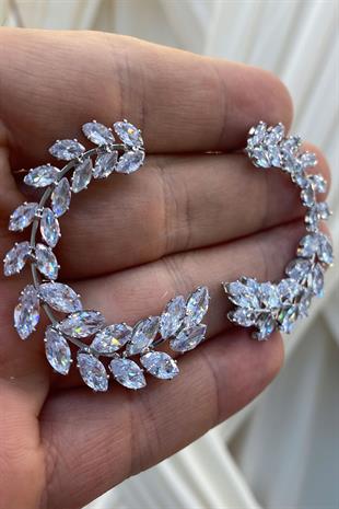 Baget Zirkon Taşlı Abiye Parlak Küpe