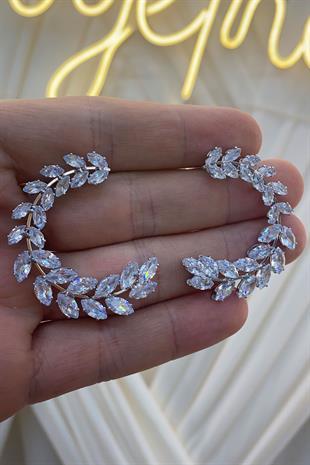 Baget Zirkon Taşlı Abiye Parlak Küpe