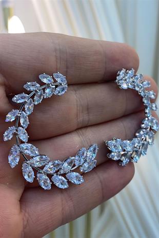 Baget Zirkon Taşlı Abiye Parlak Küpe