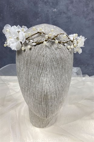 Spring Branch Pearl Beaded Bridal Crown Hair Accessory
