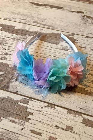 Spring Colors Chiffon Floral Satin Girls Wedding Engagement Party Special Day Crown
