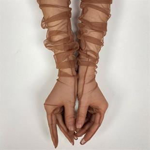 الجملة النحاس اللون طويل قفازات الزفاف الأنيقة تول قفازات الزفاف / الزفاف / قفازات الحزب