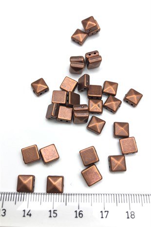 Copper Color Square Plastic Beads