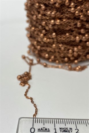 Bakır Renk Metal Toplu Kolye Zinciri 25 mt