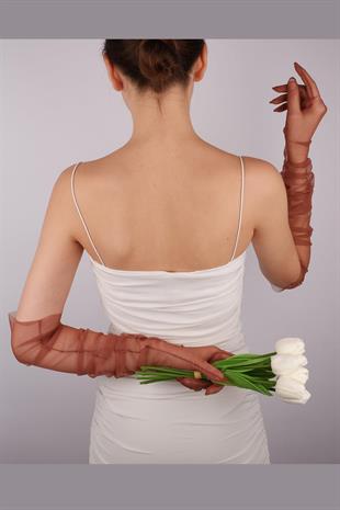 الجملة النحاس طويل قفازات الزفاف الأنيقة تول قفازات الزفاف / الزفاف / الطرف / قفازات زي