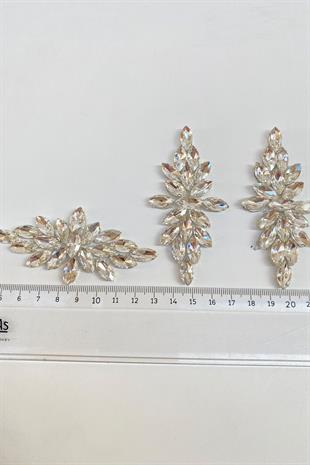 Baklava Desenli Ütüyle Yapışan Parlak Taşlı Aplik