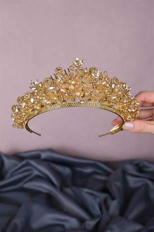 Honey Color Apricot Beaded Bridal Henna Tiara