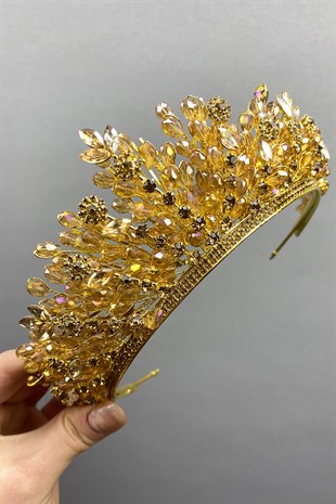 Honey Color Apricot Beaded Bridal Henna Tiara