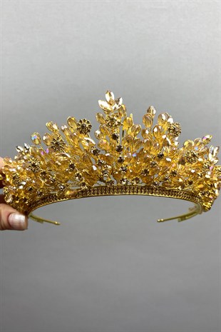 Honey Color Apricot Beaded Bridal Henna Tiara