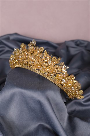Honey Color Apricot Beaded Bridal Henna Tiara