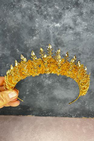 Honey Colored Beaded Design Bridal Henna Crown