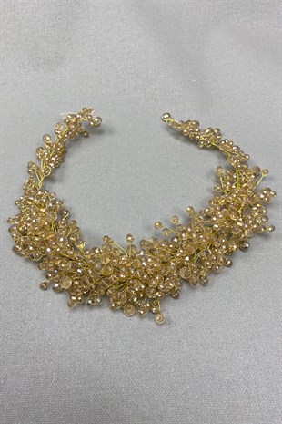 Honey Color Asian Crystal Bridal Hair Accessory