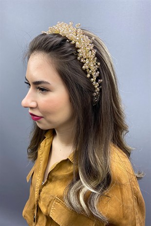 Honey Color Asian Crystal Bridal Hair Accessory
