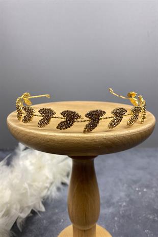 Honey Color Bella Leaf Headband Bridal Accessory