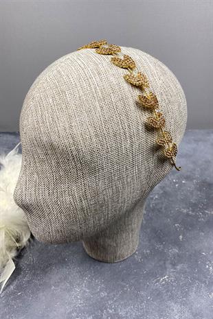 Honey Color Bella Leaf Headband Bridal Accessory