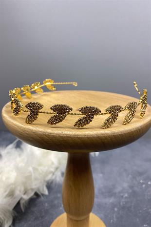 Honey Color Bella Leaf Headband Bridal Accessory