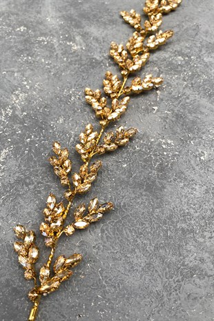 Honey Color Beryl Leaf Motif Bridal Henna Crown Hair Accessory
