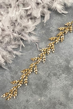Honey Color Beryl Leaf Motif Bridal Henna Crown Hair Accessory