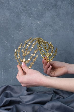 Honey Colored Double Sided Helen Bridal Henna Crown