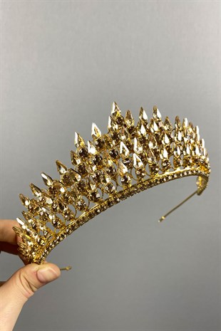 Honey Color Drop 3D Bridal Henna Crown