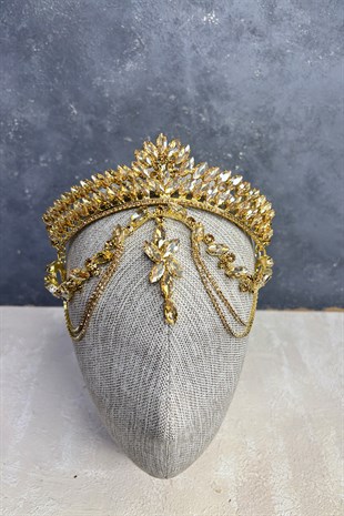 Bal Rengi Eda Sallantılı Alınlık Gelin Kına Tacı